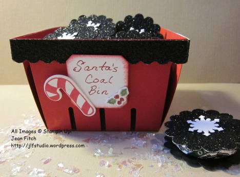 Santa's Coal Bin - Candy Coals in a Berry Basket - Jean Fitch - Wacky Watercooler November Blog Hop