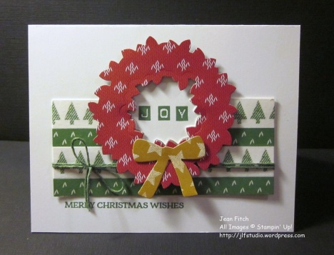 Watercooler Wednesday Challenge - WWC97 - Penny's Sketch Challenge - Washi Tape & Wreath Card, an original creation by Jean Fitch. Warmth & Cheer Washi Tape and Designer Series Paper Stack. See the post for additional supply list and directions.